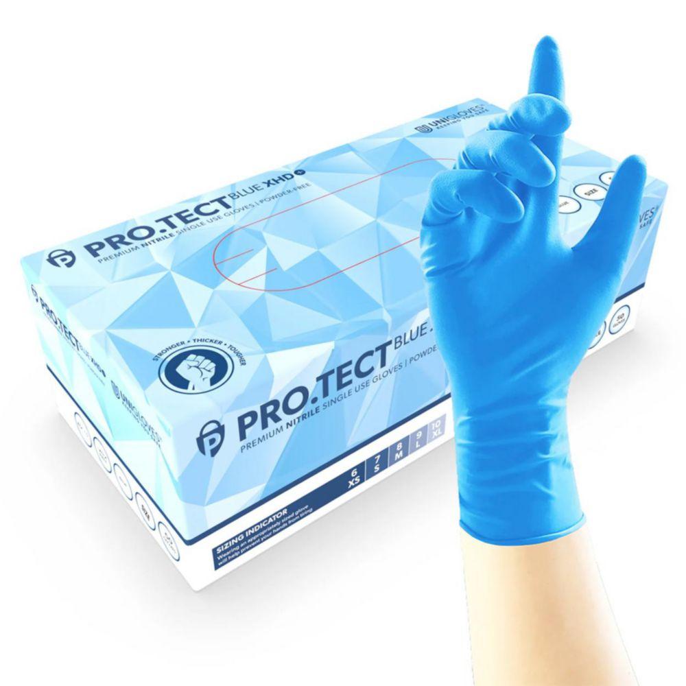 Nitrile Gloves PRO.TECT Blue XHD+ size L blue, non-sterile, pack of 50