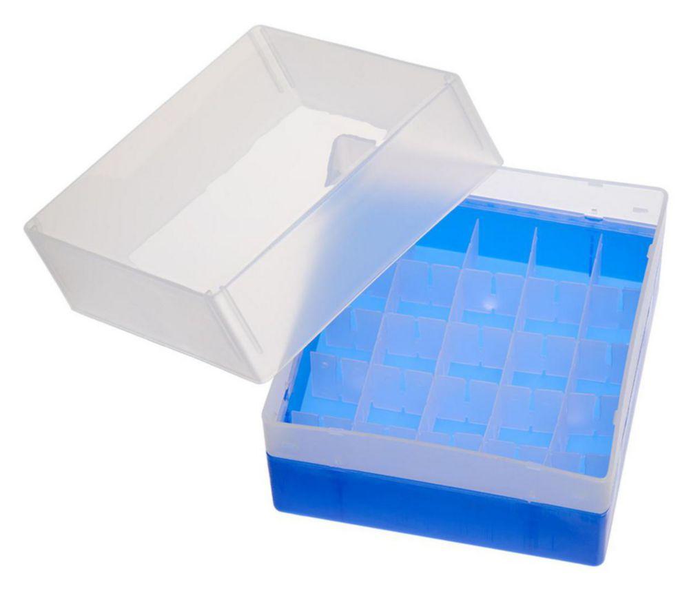 LLG Container Blue 25‑Position with Removable Divider for Crimp‑Neck Vials – 130×130×102 mm