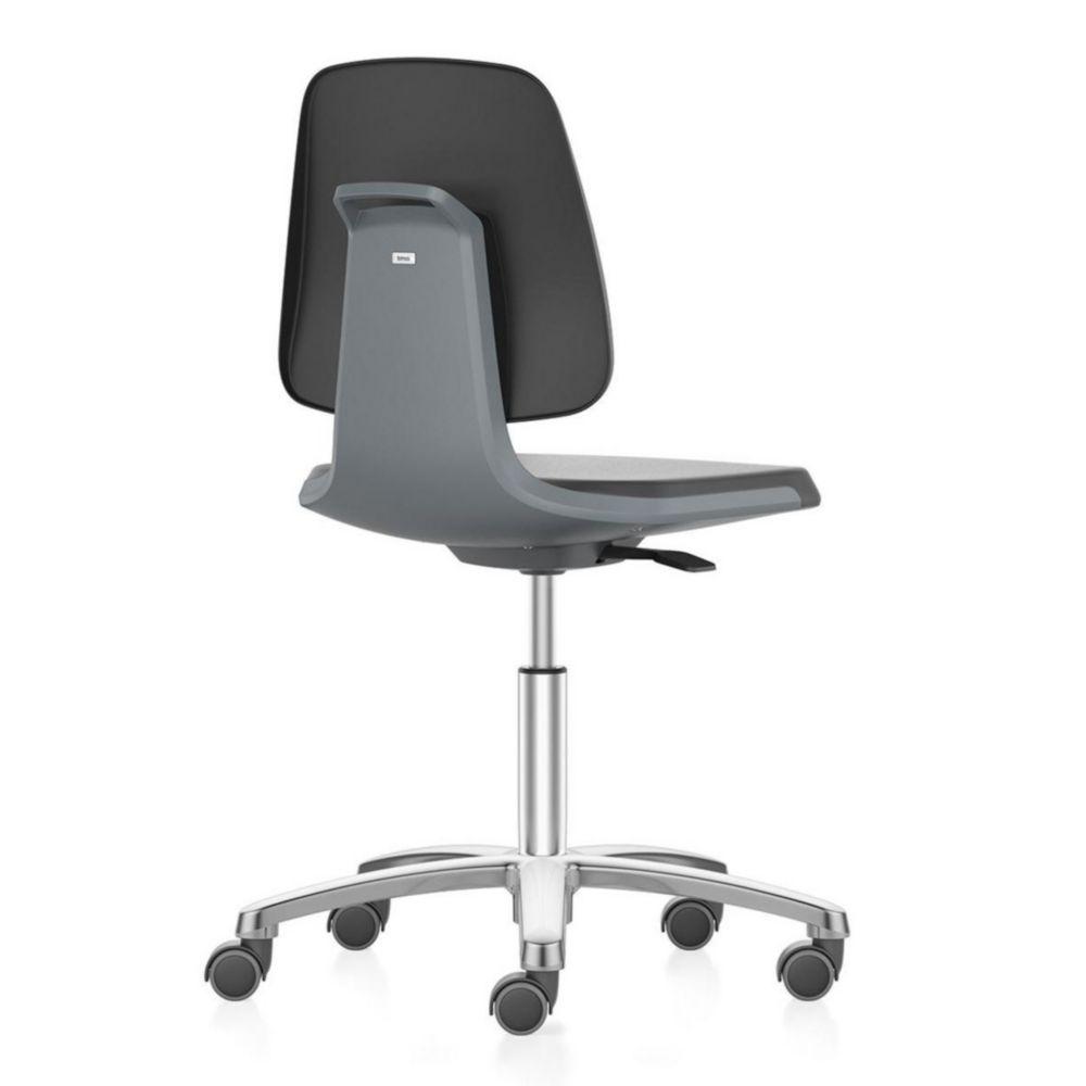 Interstuhl Büromöbel Laboratory Chair Labsit 2 with Castors, Leatherette Magic Black MG01, Seat Shell Anthracite, Alu Base Polished
