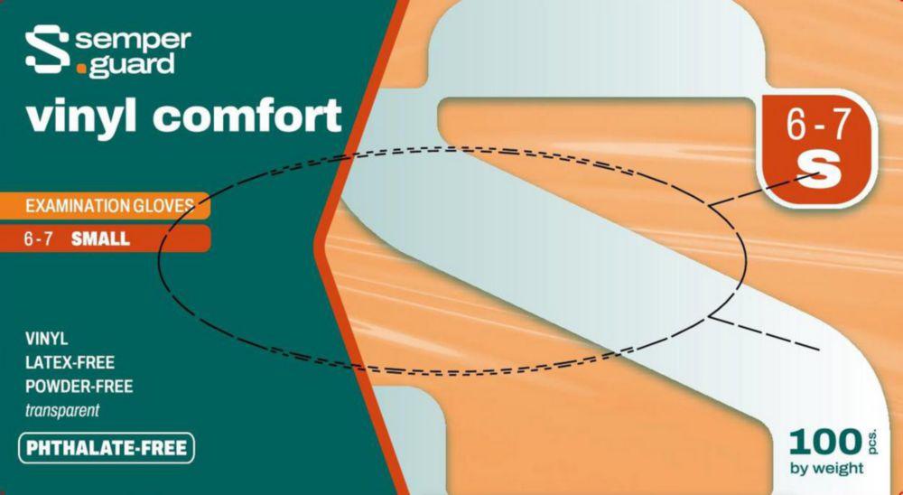 Disposable Gloves size S Semperguard® Vinyl comfort, vinyl, powder free, pack of 100