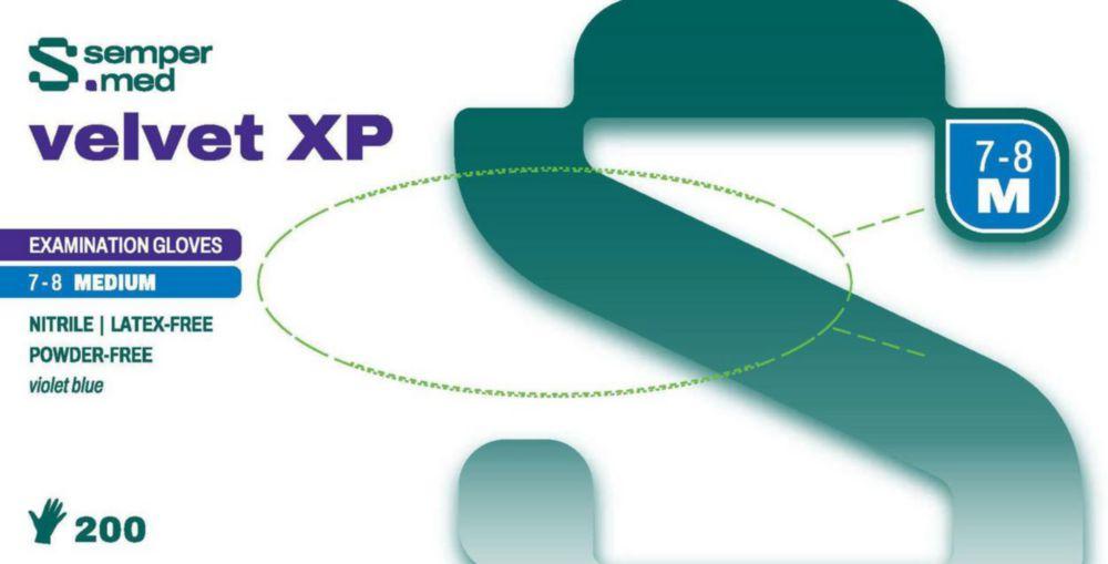Disposable Gloves size M Sempermed® velvet XP (200), nitrile, powder free, pack of 200