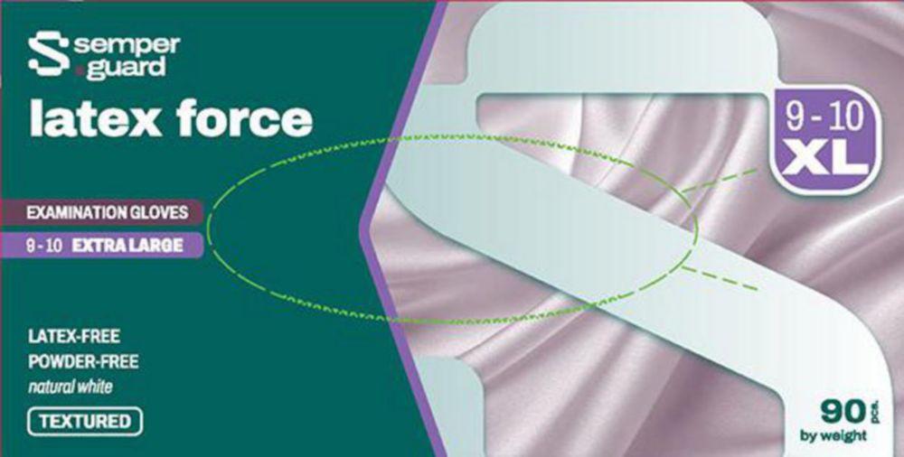 Disposable Gloves size XL (9.0) Semperguard® Latex force, Latex, powder-free, pack of 90