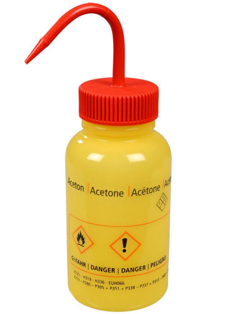 Bürkle Spray Bottle 500 ml, LDPE Wide Neck, "Aceton", Closure Red, LaboPlast