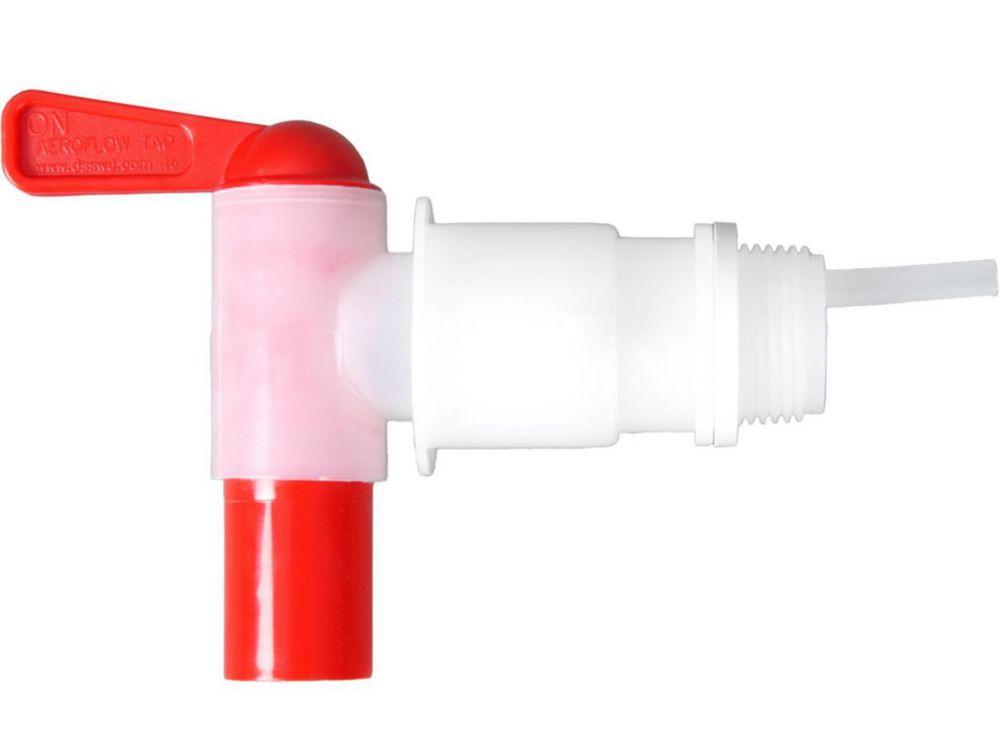 Bürkle Faucet Air, PE, White / Red Self-Ventilating, Transparent, 3/4" 3/4" Threaded Connection on the Outside