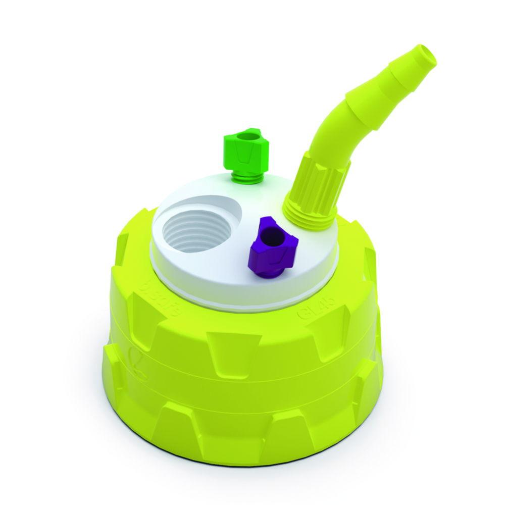 Bohlender b.safe Disposal Cap GL 45 3x UNF 1/4", 1x NPT 1/8", 1x GL 14, PPS / PTFE