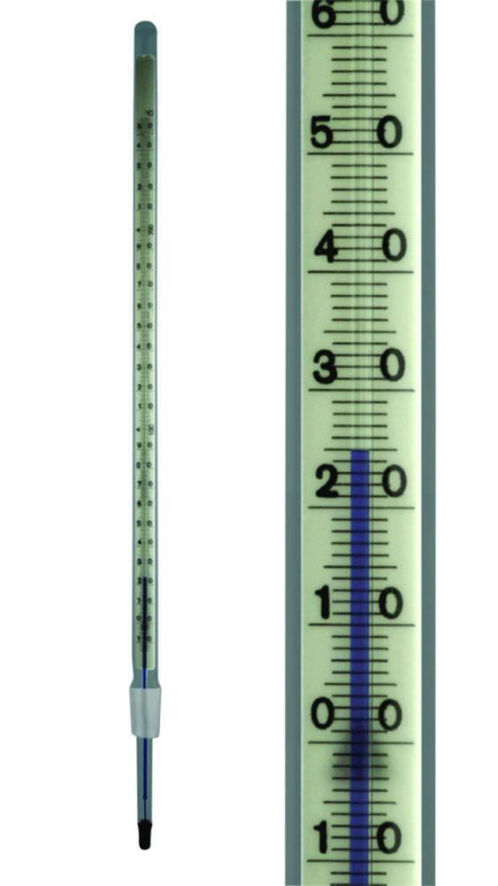 Amarell Thermometer (-10 to +150°C, 0.5°C Divisions, 100 mm Built-in Length, Red Filled, Ground Glass Joint NS 14.5/23)