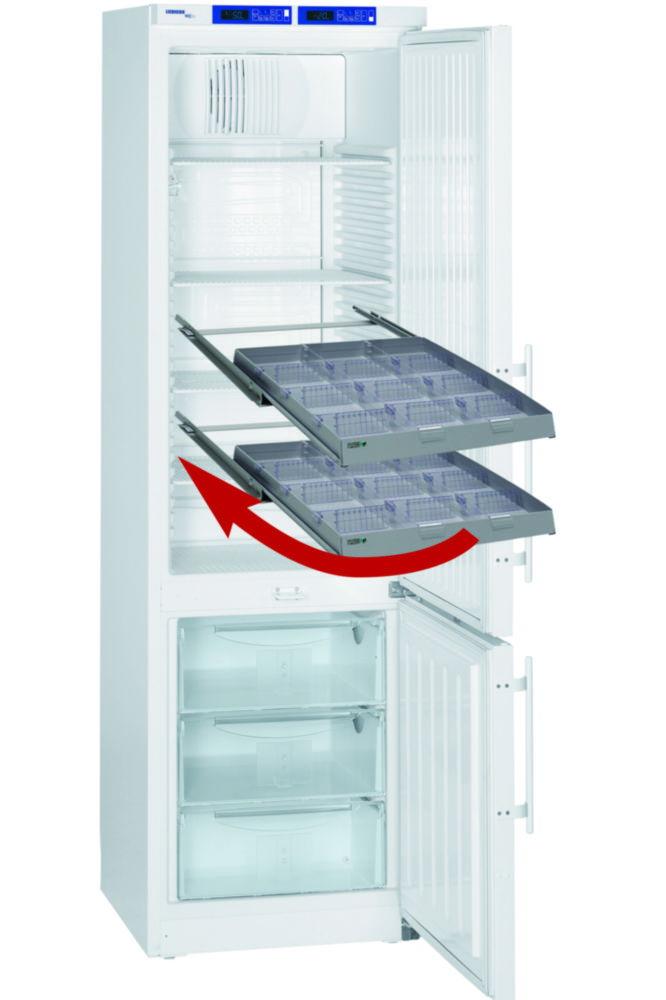 Single drawer AluCool Med subdivided, 3 lanes, 12 universal divider, base: perforated, drawer 425mm