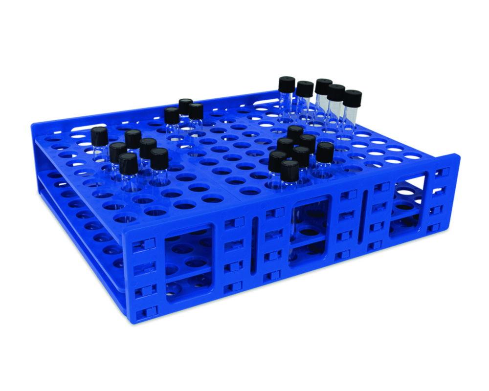 Heathrow Scientific Mega Rack PP Single for 120 x 15ml (18–20mm) Tubes, Blue, Autoclavable