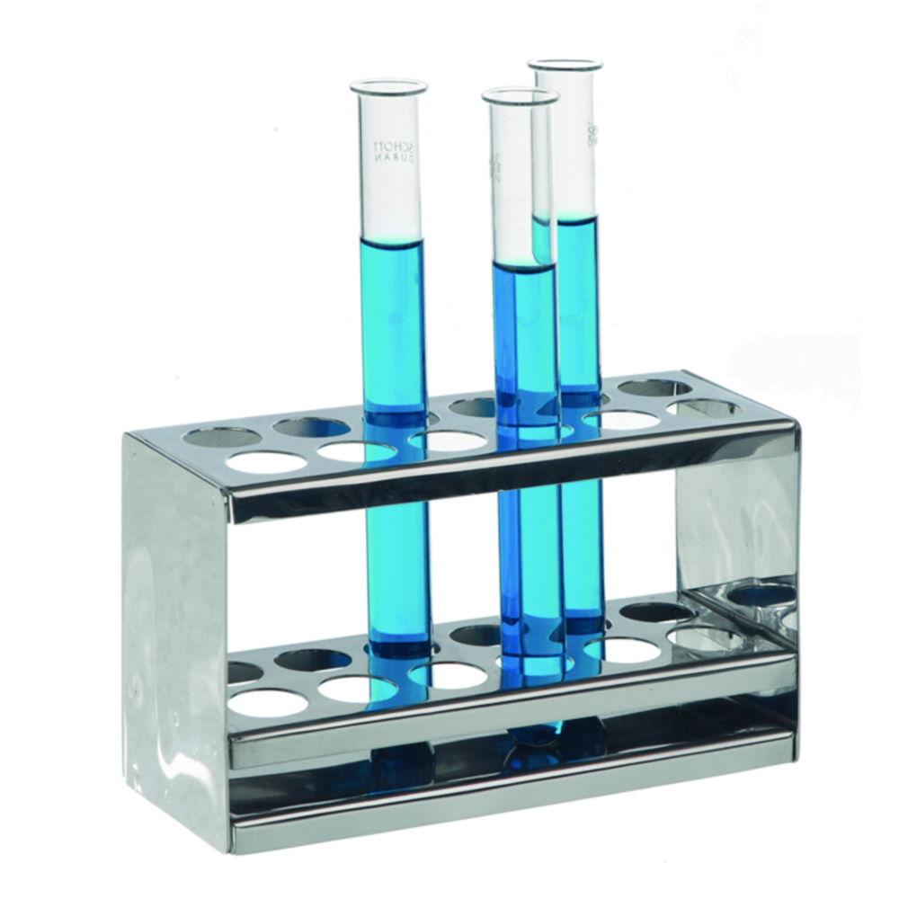 BOCHEM Test Tube Rack 4x12 Holes 287x97x90 mm, Hole Diam. 17 mm 18/10 Stainless Steel